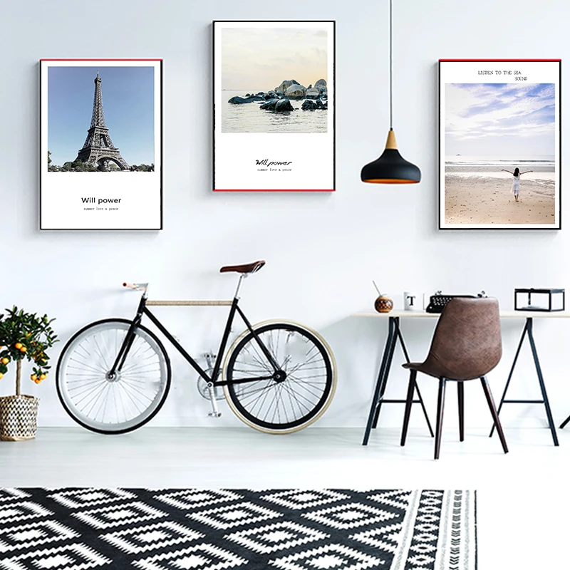 Скандинавские пары башня побережье скала море пейзаж живопись холст постеры и