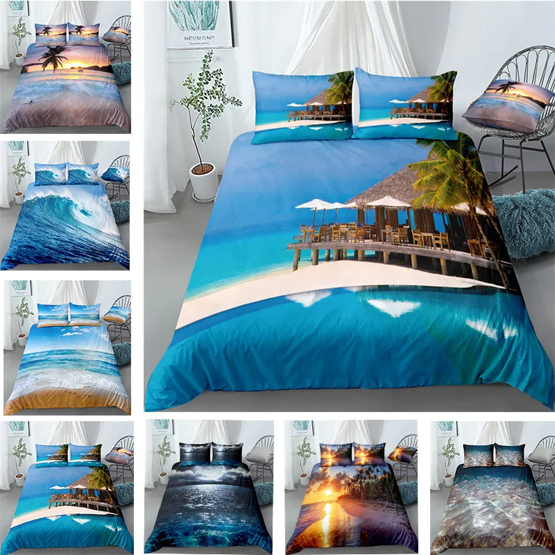 Песчаный пляж постельных принадлежностей Твин Полный Королева Король Размеры