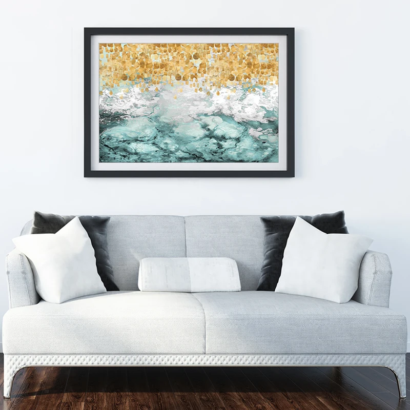 Goedkoop Moderne Canvas Abstract Handgemaakte Olieverf Gouden Bladeren Posters Wall Art Pictures Voor Woonkamer Slaapkamer Decoratieve