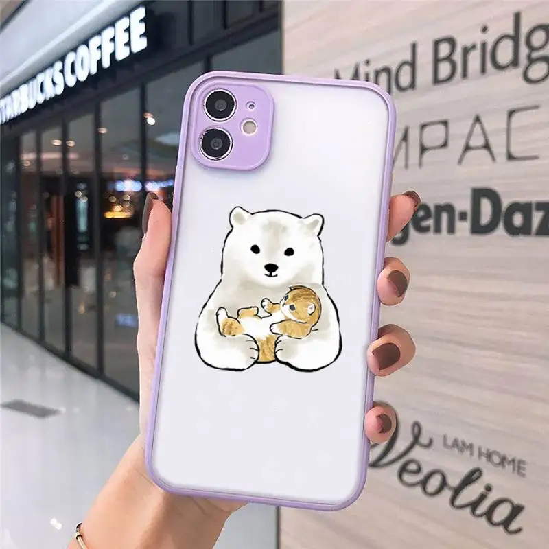 

illustration mushroom bear panda Cute cat Phone Cases matte transparent For iphone 7 8 11 12 plus mini x xs xr pro max cover