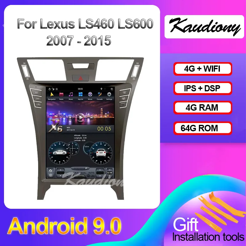Автомобильный мультимедийный плеер Kaudiony 12 1 дюйма Android 9 0 для Lexus LS460 LS600 Dvd