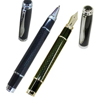 acmecn 2pcs lot black carbon fiber fountain pen and liquid ink roller pen set luxious office business gifts writing instrument