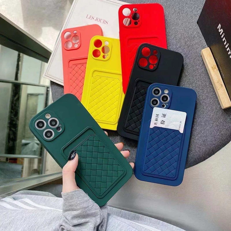 

Liquid Weave Pattern Card Case For iphone 7 8 6 Plus X XS Max XR 11 12 Pro Max Silicone Soft Cover on the For iphone 12 mini 11