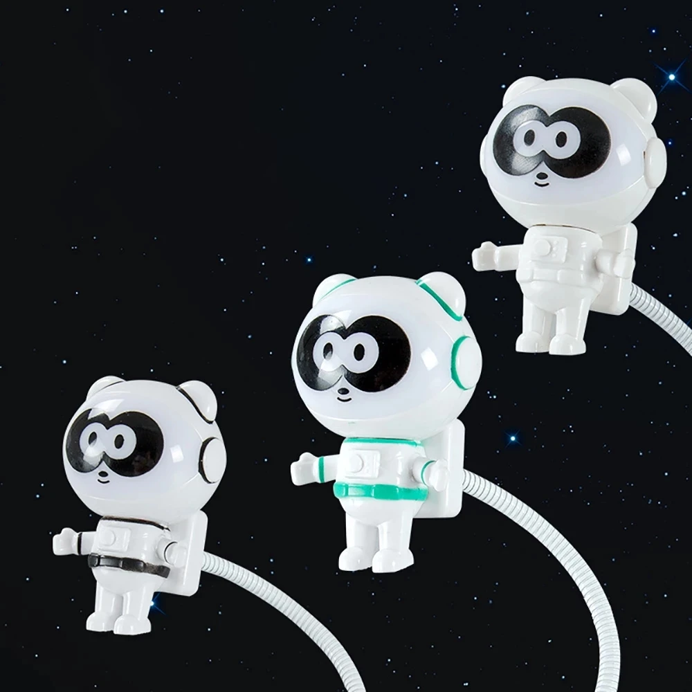 

LED Creative Spaceman Panda USB Button Type Practical Energy-saving PC Night Light Line Soft And Simple Compact Super Cute