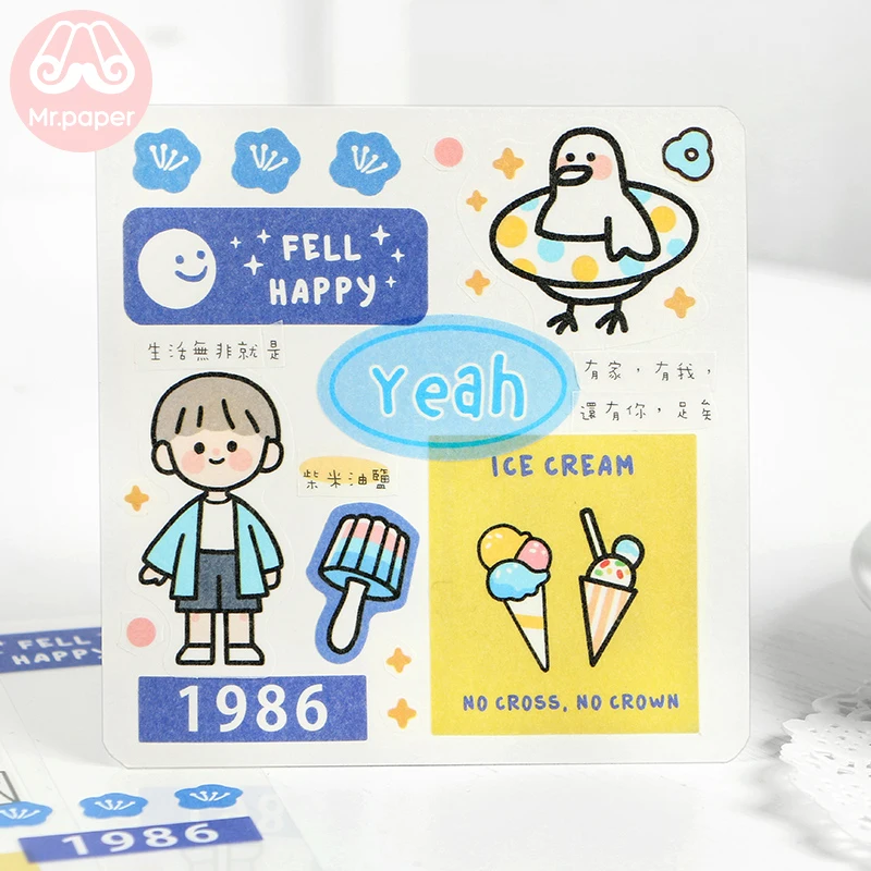 Mr.paper 2 шт./пакет наклейки для дневника Скрапбукинг-планер с клубничным медведем