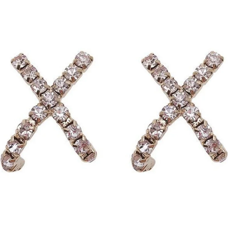 

925 Silver Needle Korean Dongdaemun New Cross Personality Temperament Ear Studs Trendy Earrings Online Influencer Earrings