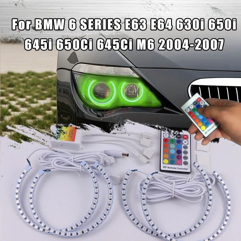 

For BMW 6 SERIES E63 E64 630i 650i 645i 650Ci 645Ci M6 2004-2007 RF Remote Multi-Color Ultra Bright RGB LED Angel Eyes Kit