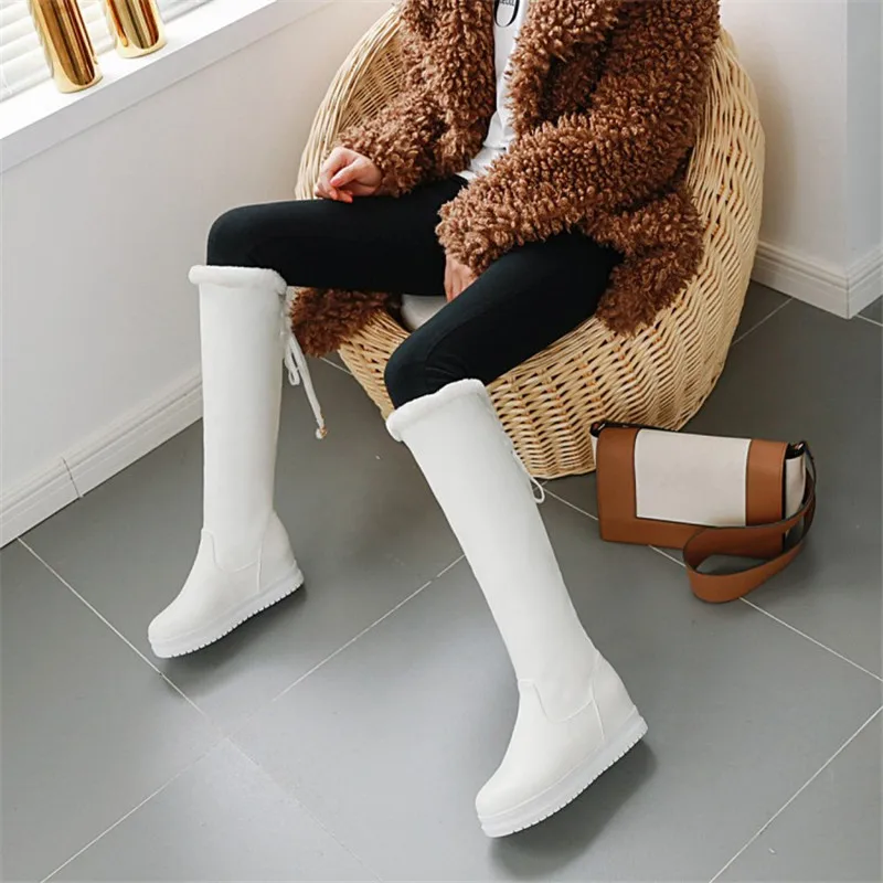 PXELENA плюшевые толстые меховые высокие сапоги для снежной погоды женские зимние