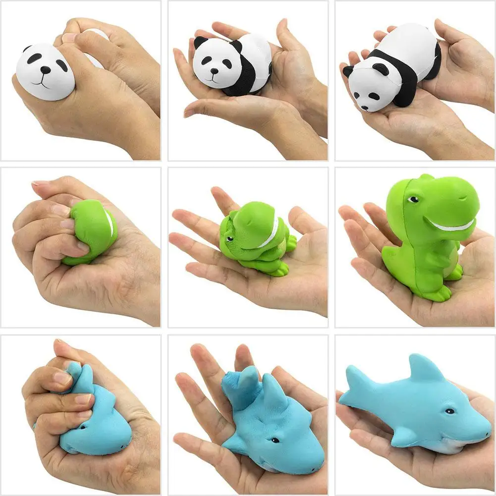 3 шт./компл. набор мягких игрушек Милая панда + динозавр акула медленно растет