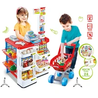 simulation luxury supermarket set cash register shopping cart girls pretend play toys kid education toys for girls grocery cart