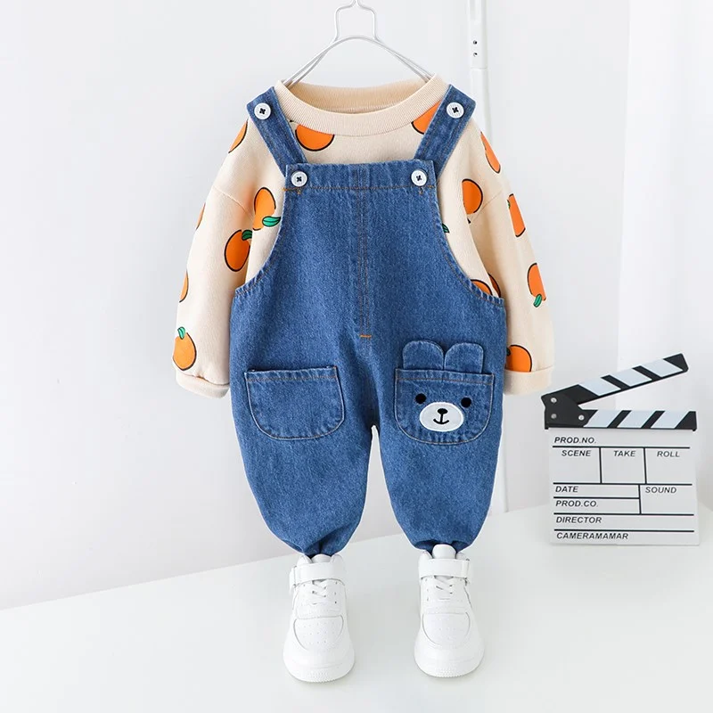 Детская модная одежда на весну и осень футболка с мультяшным рисунком для