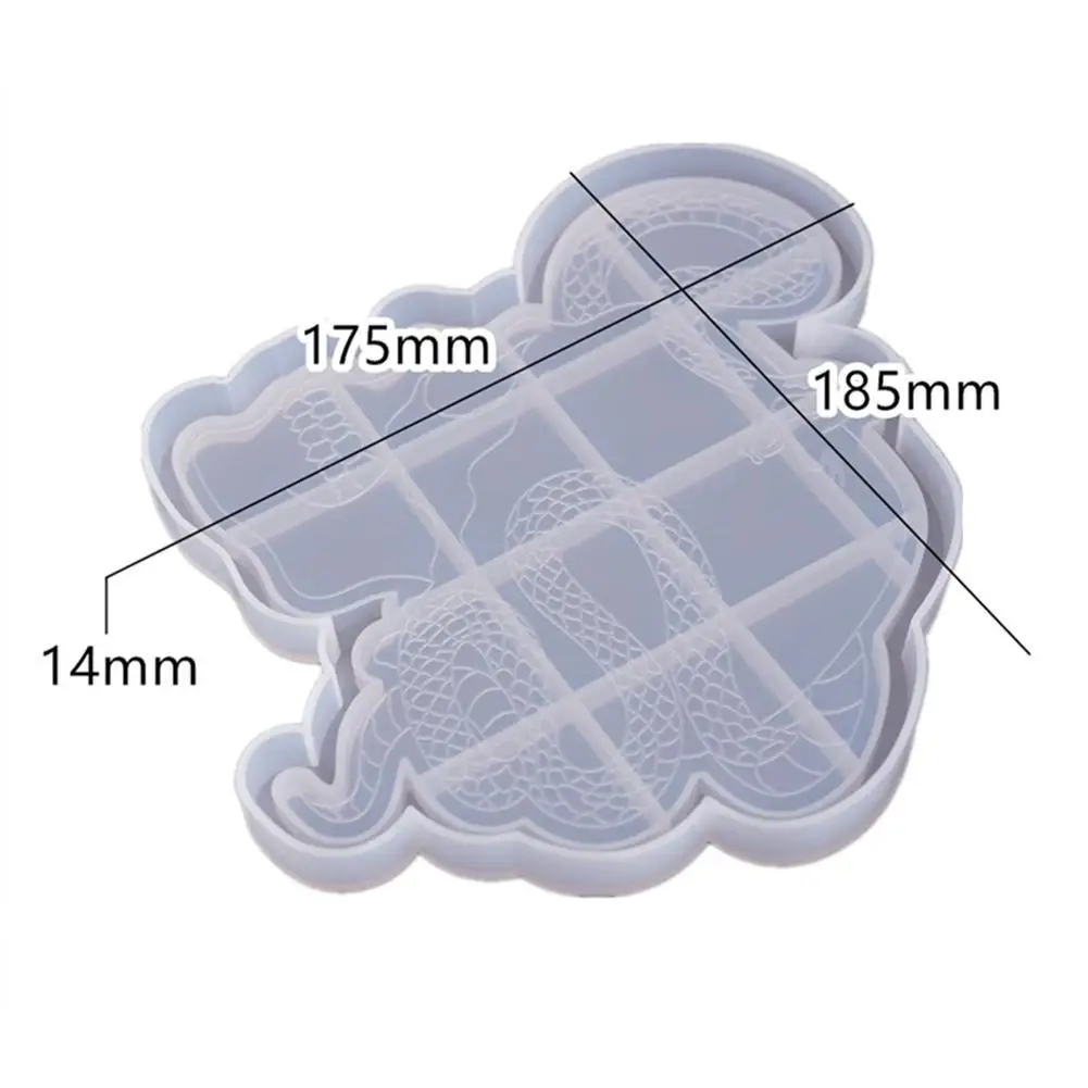 

DIY Crystal Epoxy Resin Mold Mirror Snake Skull Plate Decoration Silicone Mold For Resin Dish J0X4