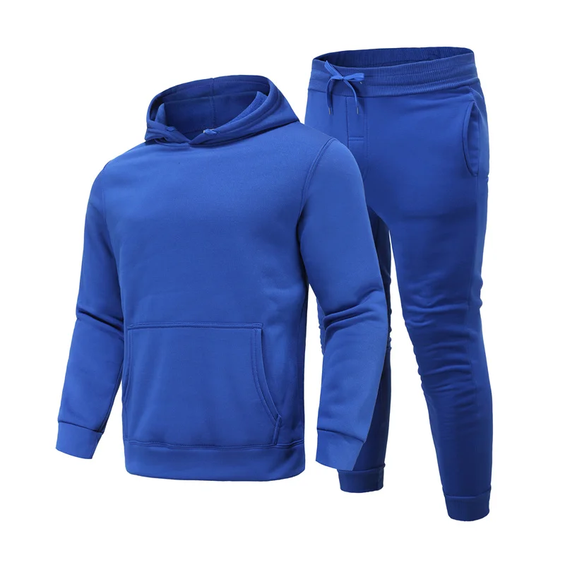 

2021 Spring Autumn New Men's Pure Color Hoodie + Pants Fashion Casual Personality Brand Sports Set