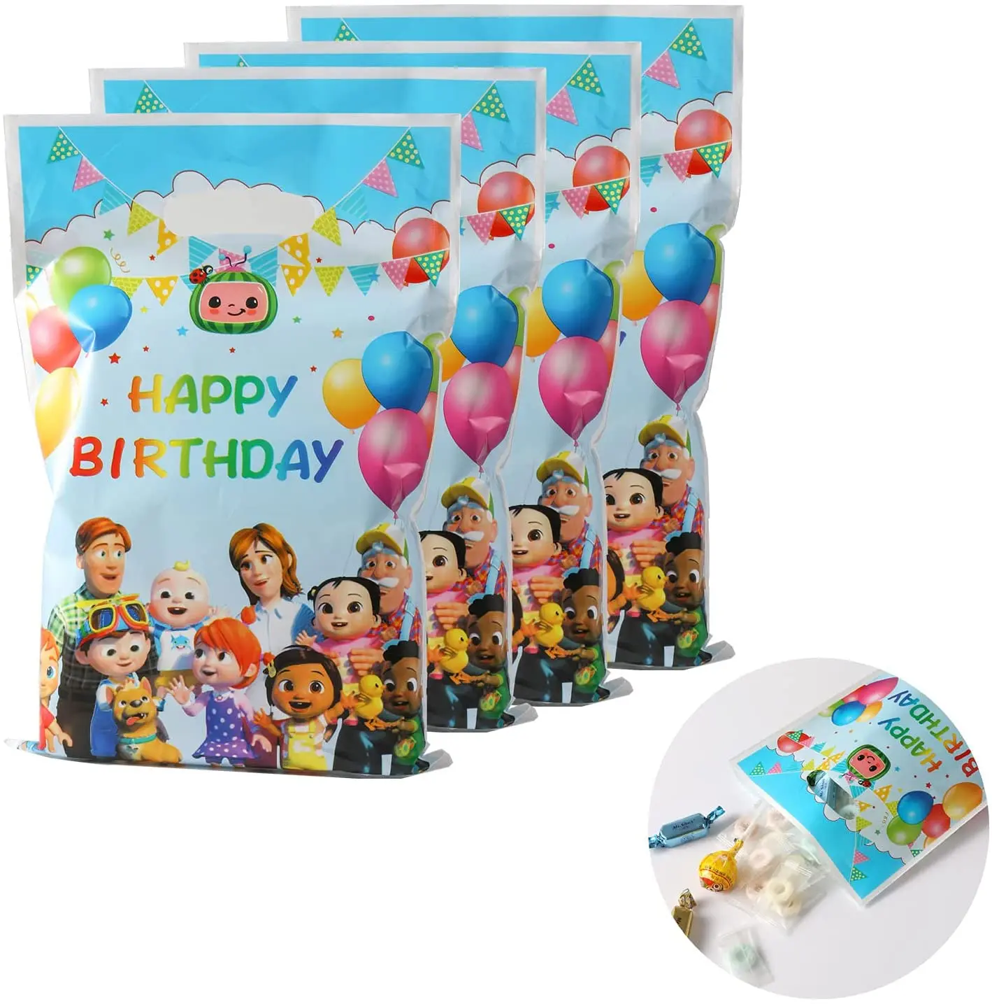 Оптовая продажа Мультяшные голубые и розовые мешки JJ в стиле дыни пластиковые