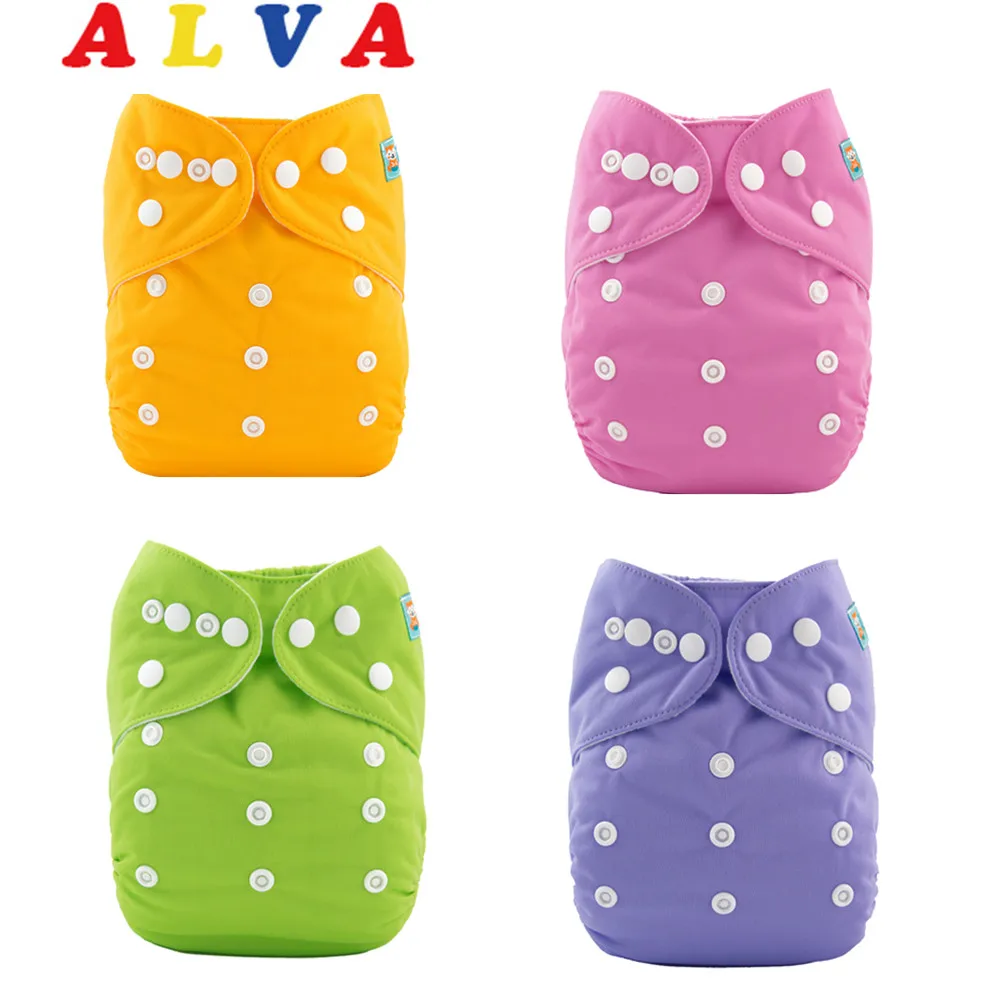 Однотонные тканевые подгузники ALVABABY с детскими многоразовыми вставками (15