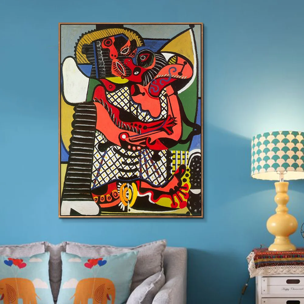 

Canvas Painting The Kiss By Pablo Picasso Art Print Poster Wall Pictures For Bedroom Living Room Home Decor