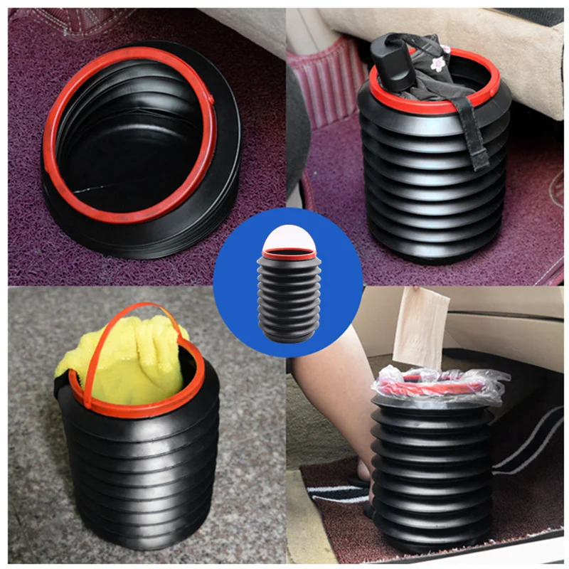 

Car Folding Trash Organizer Umbrella Bucket In The Car Outdoor Fishing Bucket 4L Universal Storage Box Automotive Interior