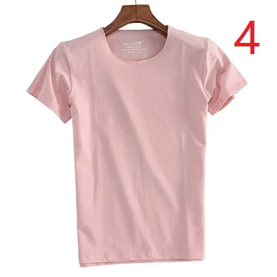 

Summer Men's Short Sleeve T-Shirt Slim Thin Half Sleeve T-Shirt Youth Couples Round Neck Simple Solid Color Cotton