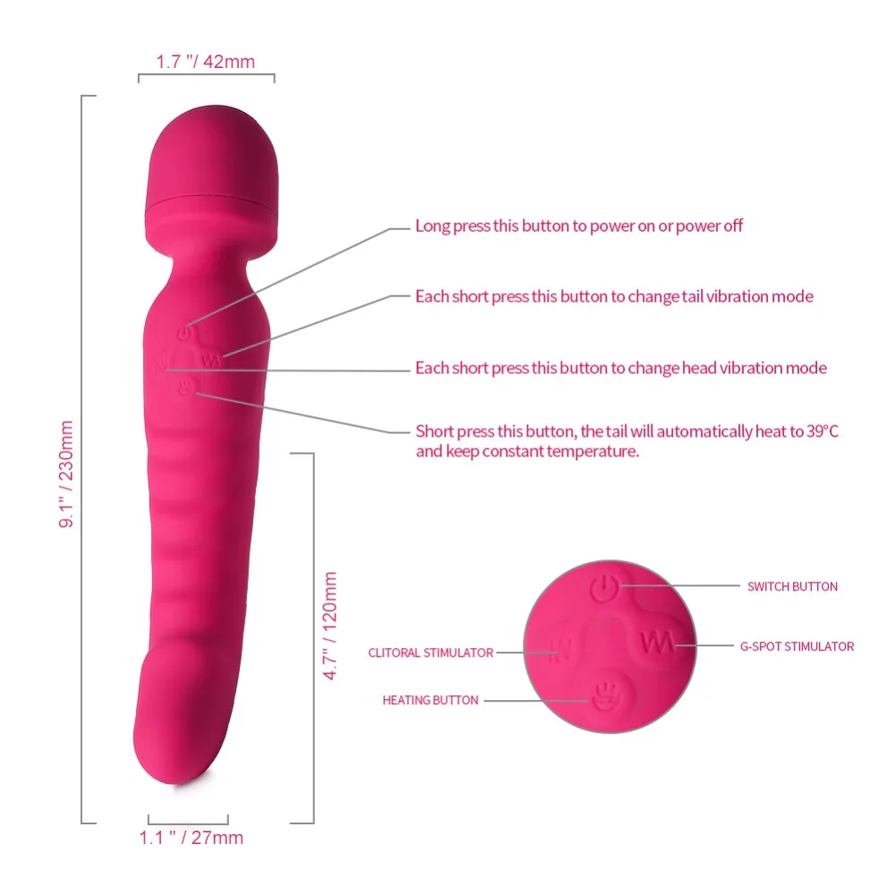 Секс дилдо AV Magic Wand вибратор для женщин вагинальный клиторальный силиконовый