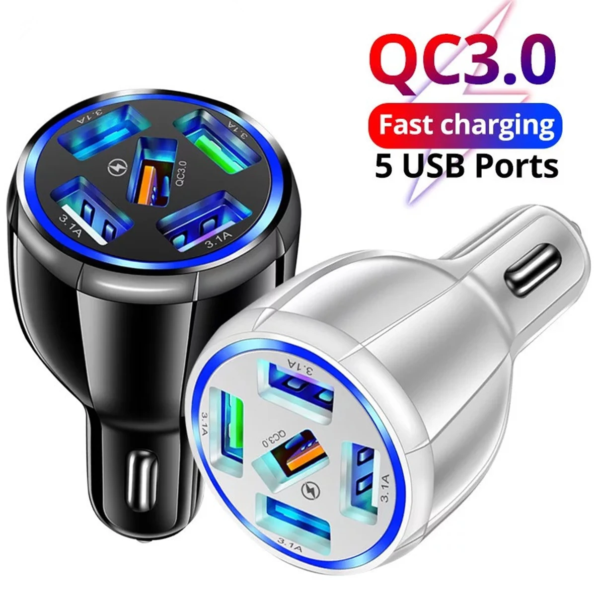 

Автомобильное зарядное устройство с 5 USB-портами, 15 А