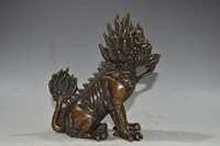 6chinese folk collection old bronze cinnabar unicorn statue kirin office ornaments town house exorcism ward off evil spirits