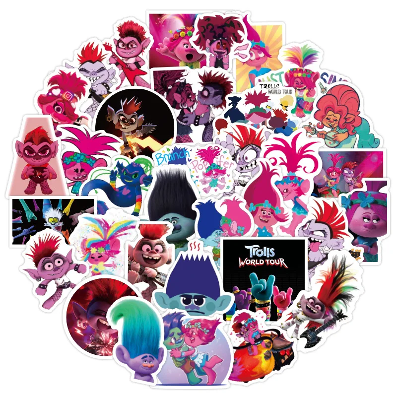 50 Pcs Cartoon Anime Trolls Graffiti Stickers DIY Travel Luggage Guitar Laptop Suitcase Skateboard Paste Waterproof PVC Sticker laptop stickers pack camping travel graffiti punk cool cartoon animal waterproof stickers diy bike suitcase skateboard sticker