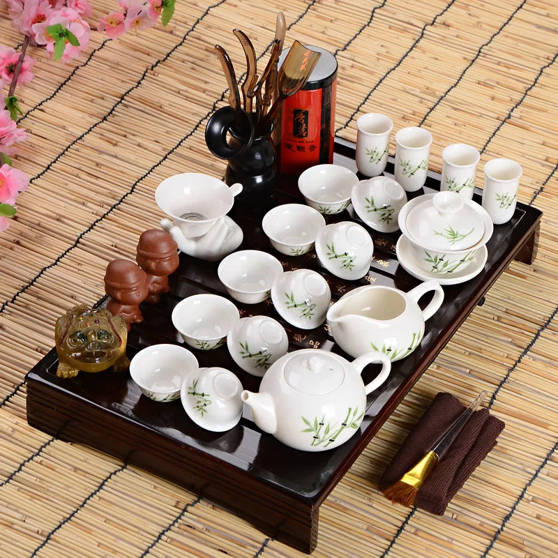 

Hot Sales Fathers Day Gift Idea Kung Fu Tea Set Drinkware Chinese Tea Ceremony with Tea Table Over Eight-piece Set High-end Gift