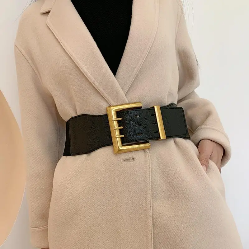 

Женский эластичный пояс из искусственной кожи 2022, эластичные ремни для платья, Женский корсет, осенне-зимний декоративный широкий пояс для ...