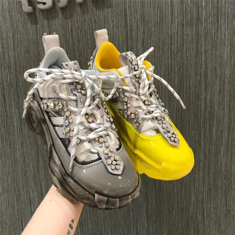 Женские кроссовки со стразами сезон осень женская обувь на платформе женские из