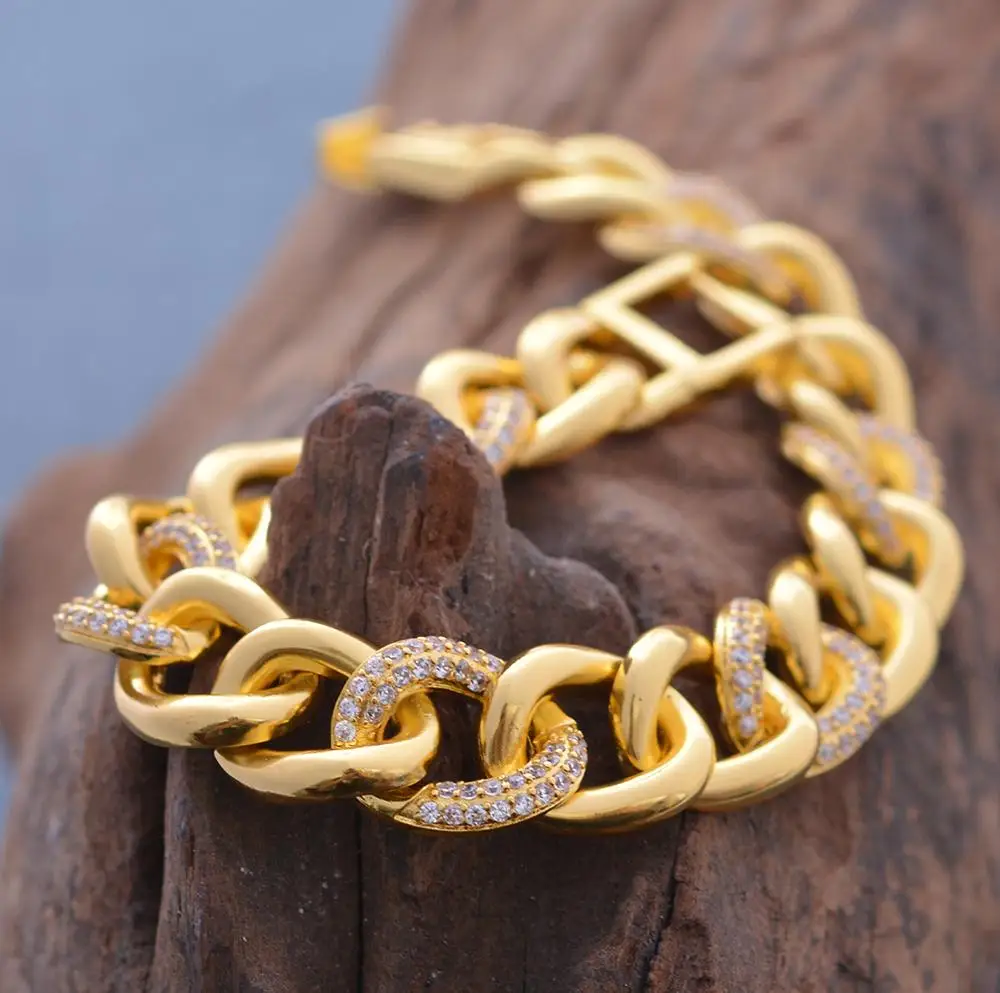 Wando 24K брендовый Модный свадебный браслет ААА кубический белый циркон золотой