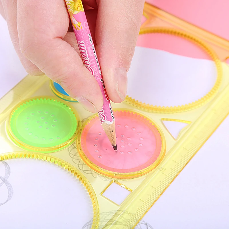 

New Hot Multifunctional Kaleidoscope Variety Painting Board Ruler Kindergarten Student Stationery Curved Drawing Ruler