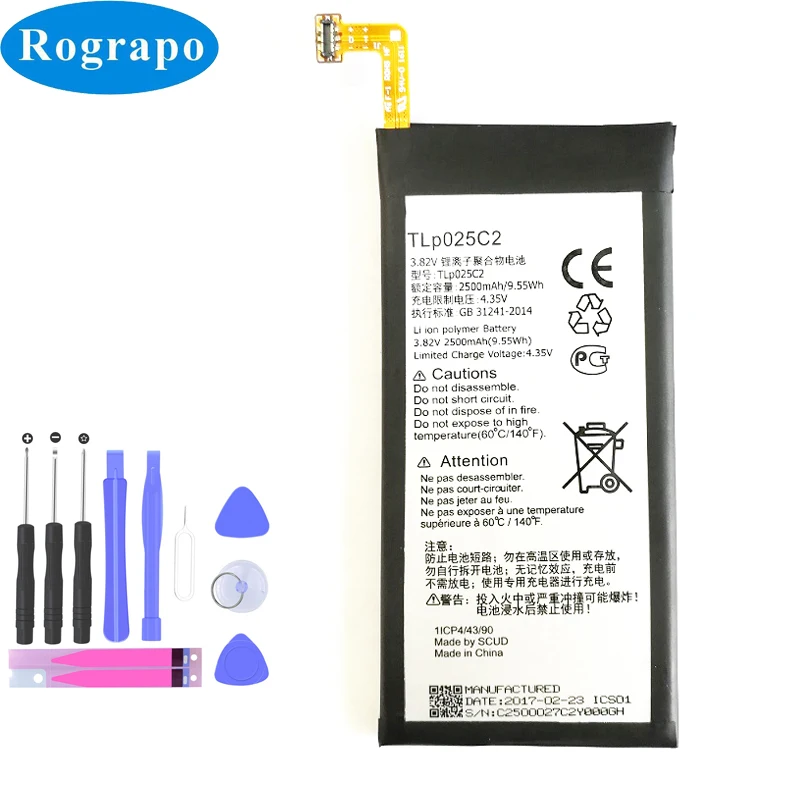 

New 2500mAh TLp025C2 Replacement Battery Batterie For Alcatel One Touch POP 4 Plus 4+ 5056D 5056A 5056N 5056O 5056W TLP025C1