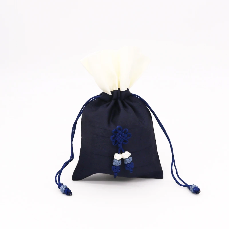 Высококачественные атласные пакеты 10x15 см 5 шт./лот темно-синего цвета с