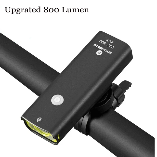 Upgrade 800lm ROCKBROS для верховой езды флэш светильник Перезаряжаемые велосипедный светильник Водонепроницаемый велосипед светодиодный головной светильник MTB велосипедная передняя лампа велосипед аксессуары - Цвет: Upgrade 800lm