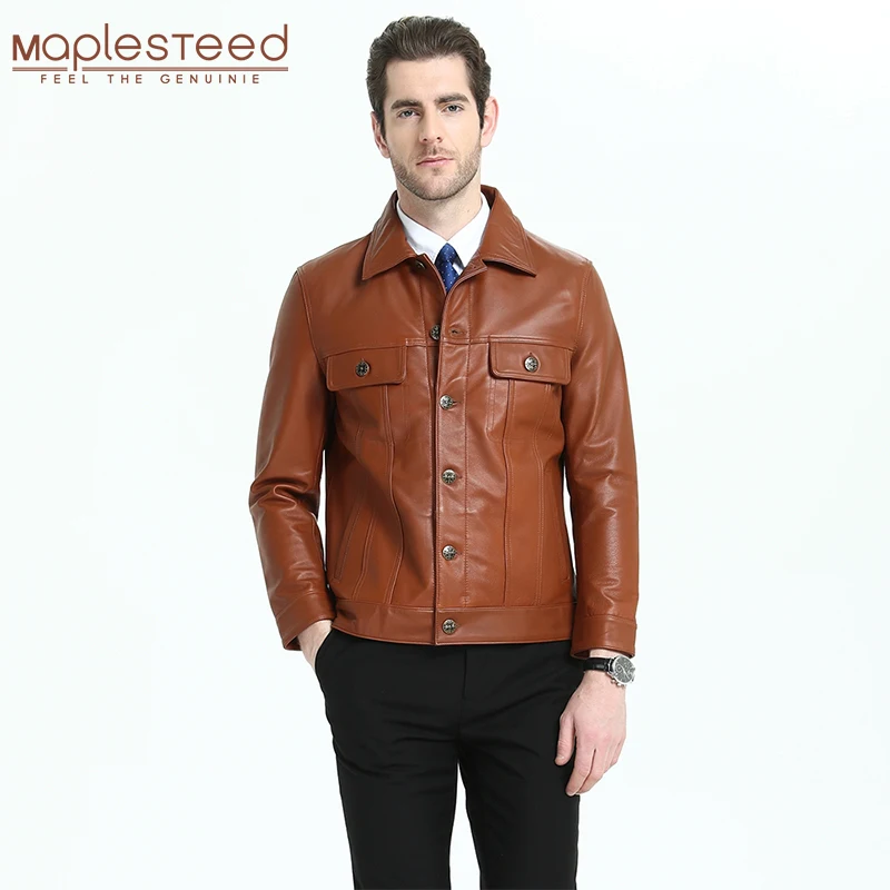 Мужская кожаная куртка из 100% натуральной телячьей шкуры черная желтая