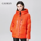 Куртка GASMAN 2021 женская зимняя, красная, блестящая, короткая, плотная, теплая, Модная парка с капюшоном, пальто с большими карманами, 20119