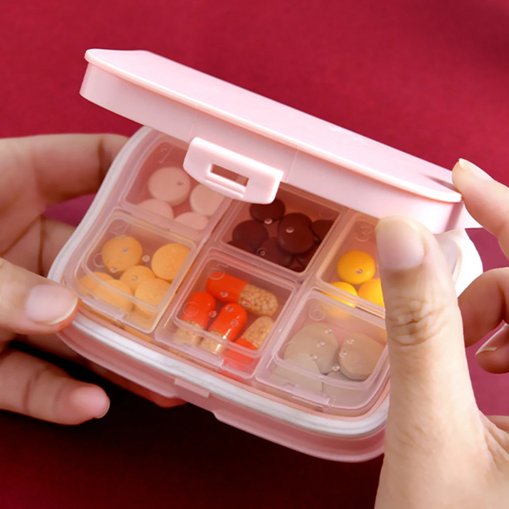 Дорожная коробка для лекарств удобный органайзер таблеток 6 отделений таблетки