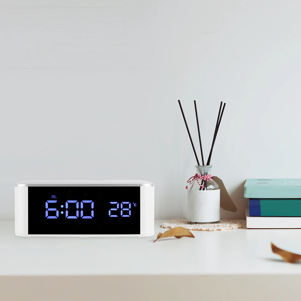 Цифровой светодиодный Будильник с термометром электронные зеркальные