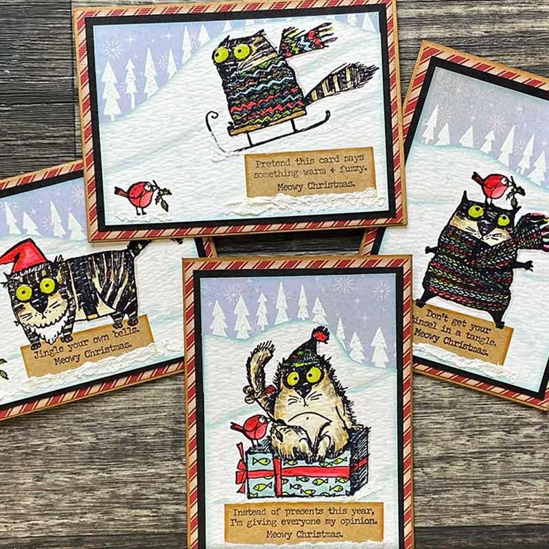 Рождественская кошка прозрачный штамп веселые фразы силиконовый штамп/печать