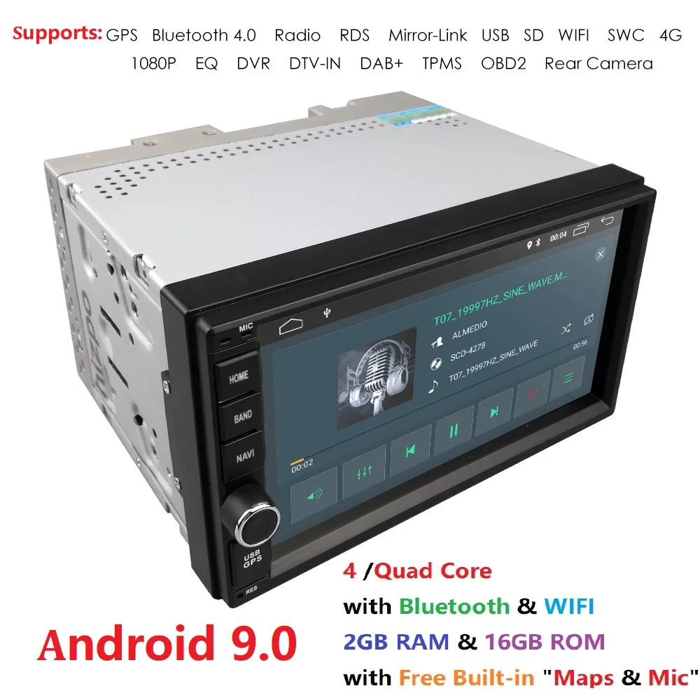 Android 9 0 автомобильный Радио плеер 7 дюймов 2 din без DVD емкостный сенсорный экран