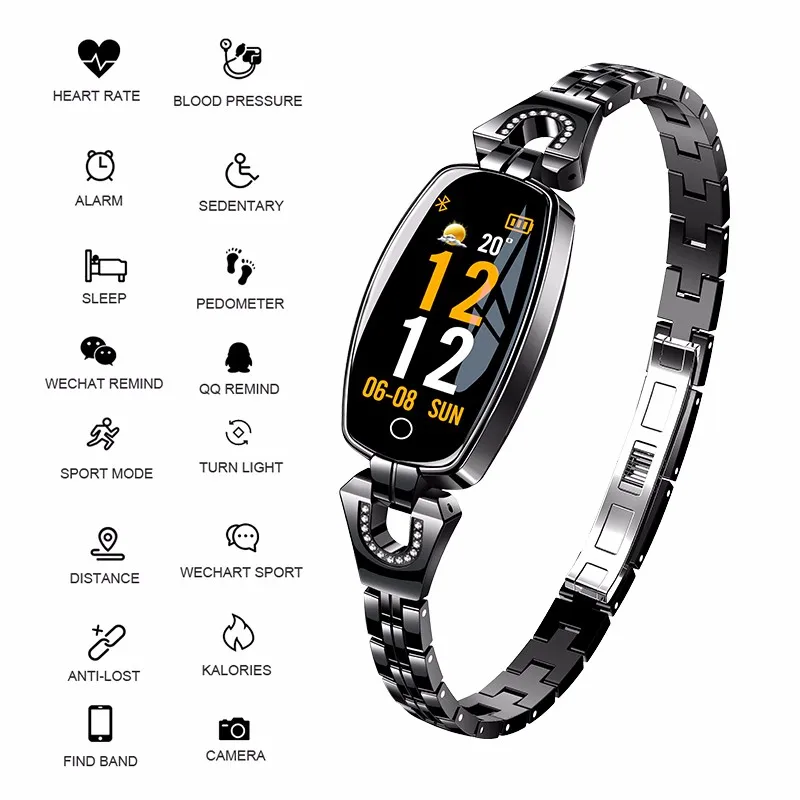 Женские умные часы H8 с монитором кровяного давления фитнес браслет пульсометром