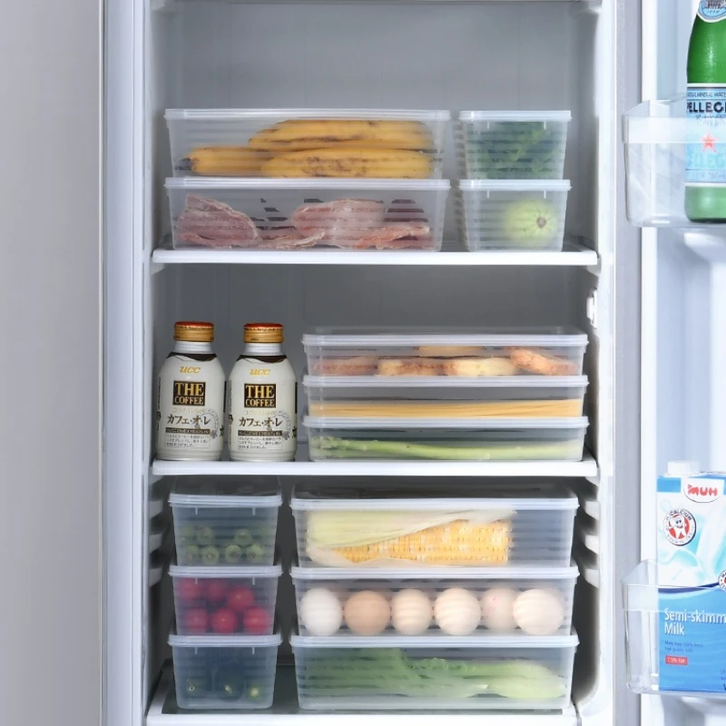 

Kitchen Food Storage Box Sealed Plastic Refrigerator with Transparent Cover Rectangular Refrigerated Storage Box