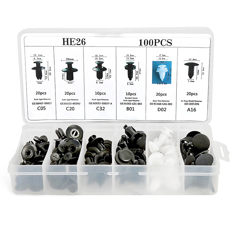 6 размер 100 шт авто крепеж зажим смешанный автомобильный корпус нажимной фиксатор
