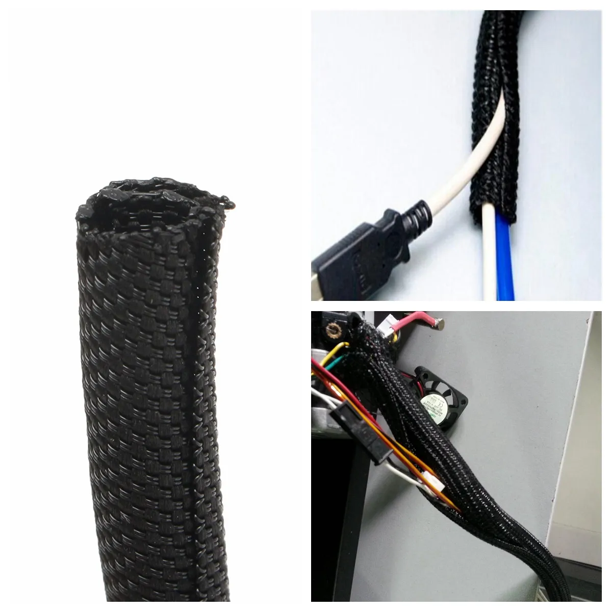 3M 5mm Black Wrap Braided Cable Sleeve General Wire Pipe Hose Indoor Wiring Protection Flexible Nylon | Обустройство дома