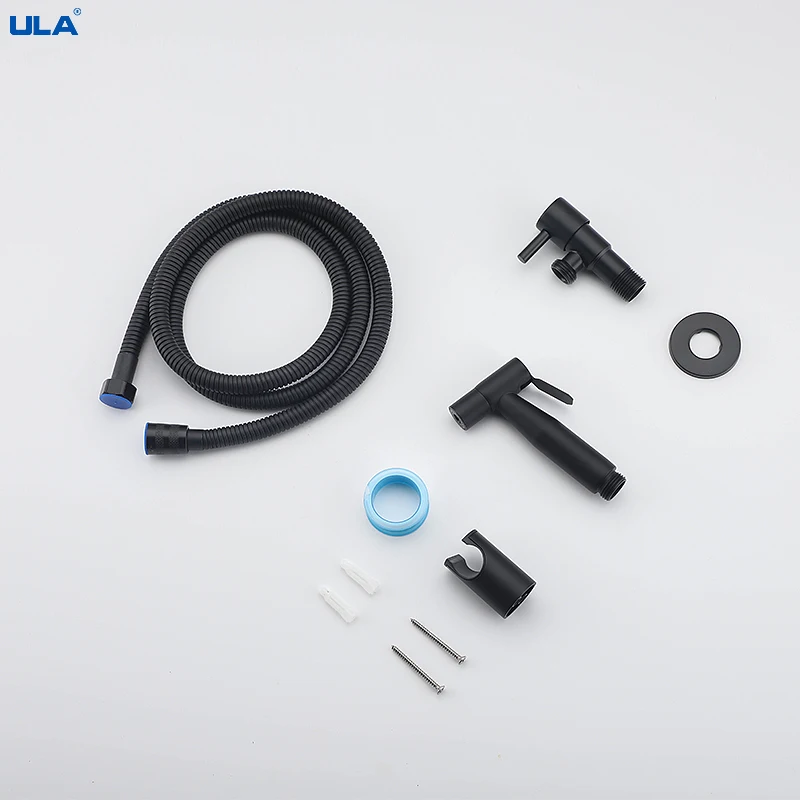 ULA Handheld Bidet Spray Shower Set With Hose Toilet Shattaf Sprayer Anal Douche Kit Faucet Black Stainless Steel | Обустройство дома
