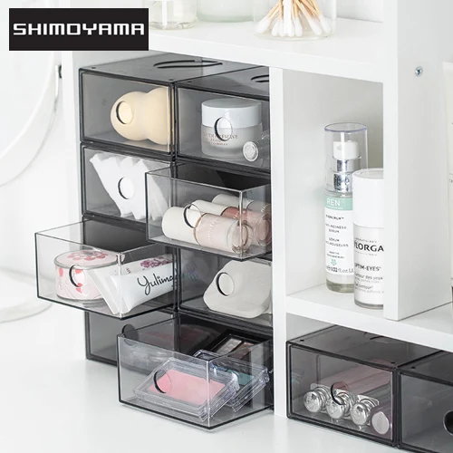 

SHIMOYAMA Drawer Storage Box Mini Desktop Makeup Jewelry Storage Organizer Boxe Home Plastic Cosmetic Stationery Desk Container