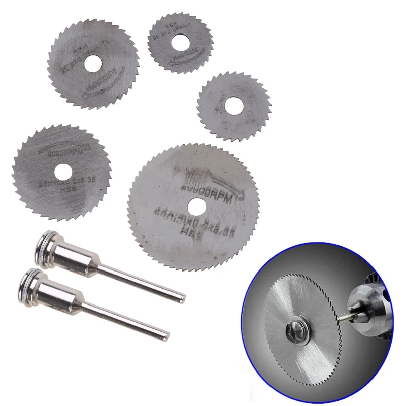 

7Pcs HSS Circular Wood Cutting Saw Blade Disc Mandrels Rotary Tool New