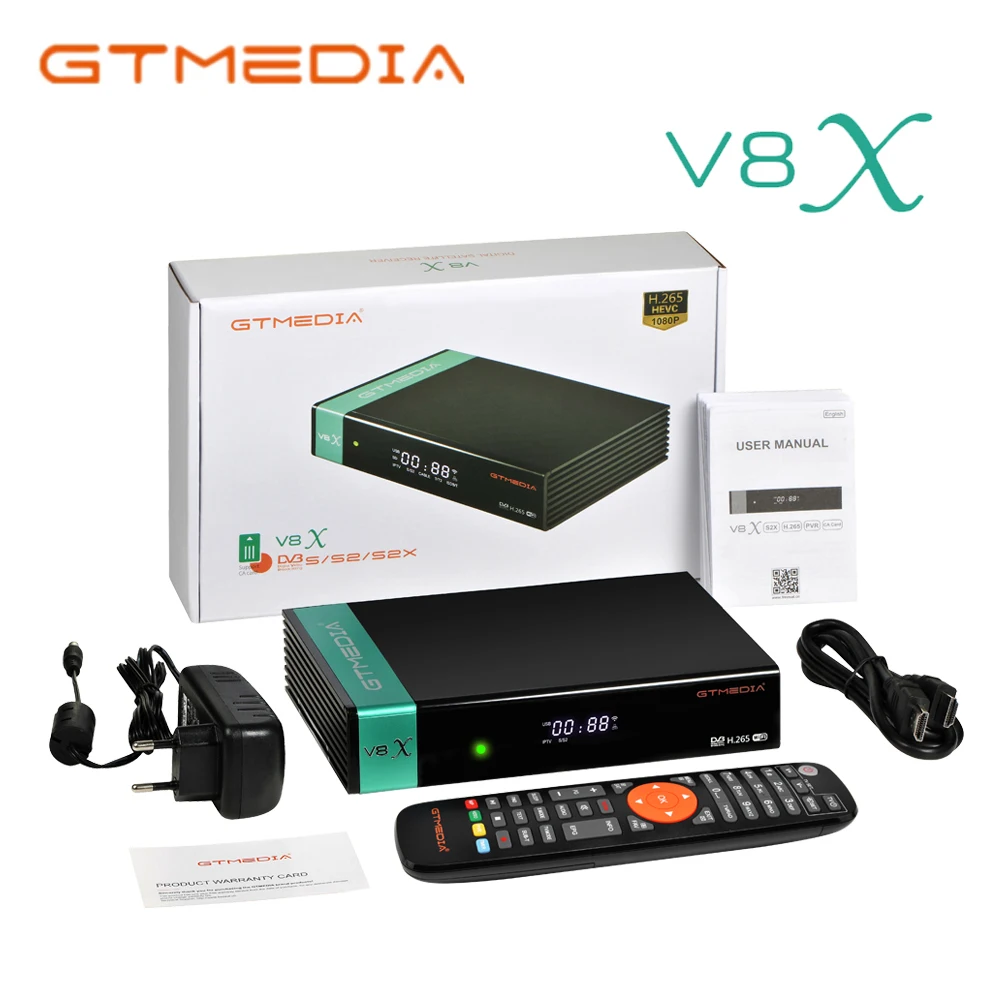 

GTMEDIA V8X Support IKs Satellite TV Receiver,DVB-S/S2/S2X 1080P Full HD H.265 CA Card Slot Built-in Wifi Youtube TV Box Decoder