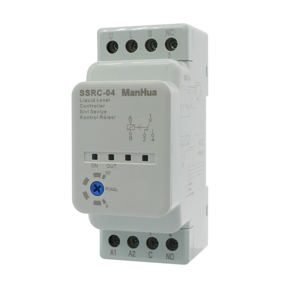 Manhua 220/230VAC 50/60Hz DIN rail SSRC-04 регулятор уровня жидкости Регулируемый 5-50k Ω