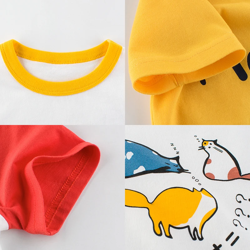 

Colorful Cartoon Summer Cotton T Shirt For Boys And Girls T Shirt For Children Funny Animal Raglan Sleeves Shirt